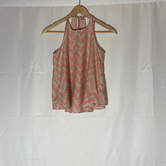 O'NEILL Woven Adjustable Tie Top Boho High Neck Strappy Coral/Khaki Small - Picture 6 of 6